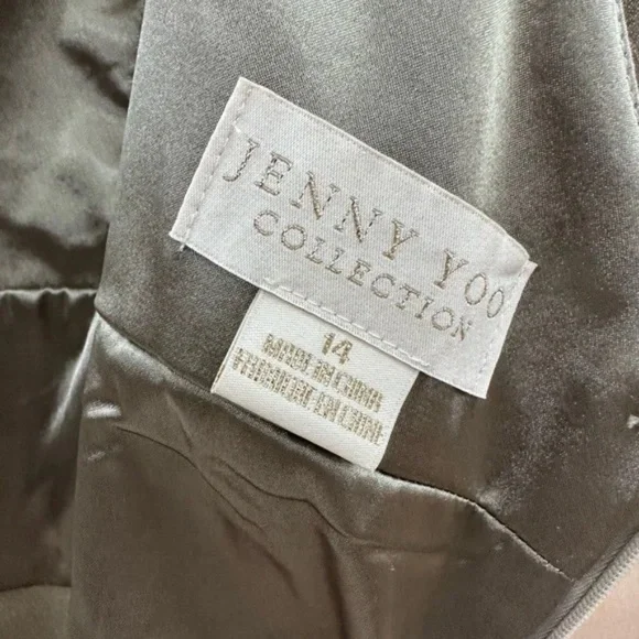 Jenny Yoo Brenna style Sage long cocktail gown/bridesmaid dress NWT sz 14 - Picture 7 of 16